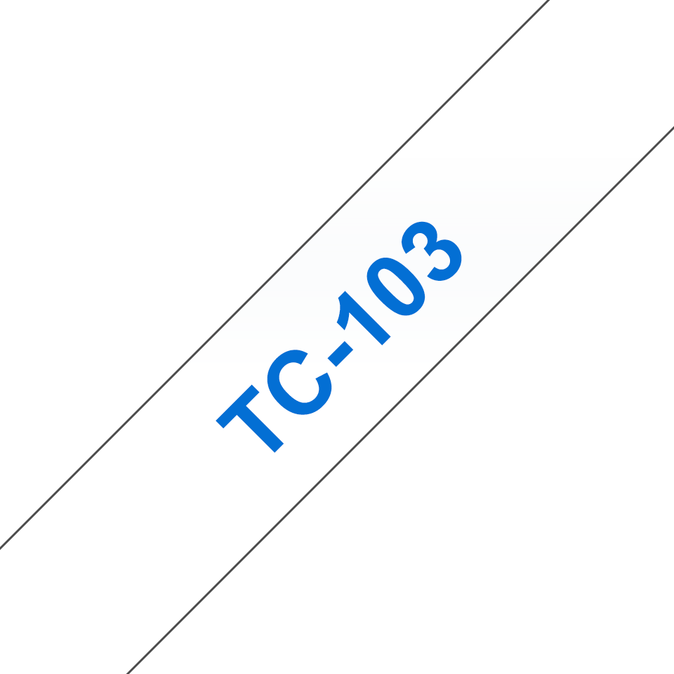 Genuine Brother TC-103 Labelling Tape Cassette – Blue on Clear, 12mm wide