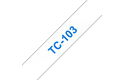 Originali Brother TC103 ženklinimo juostos kasetė – mėlynos raidės ant permatomo fono, 12 mm pločio