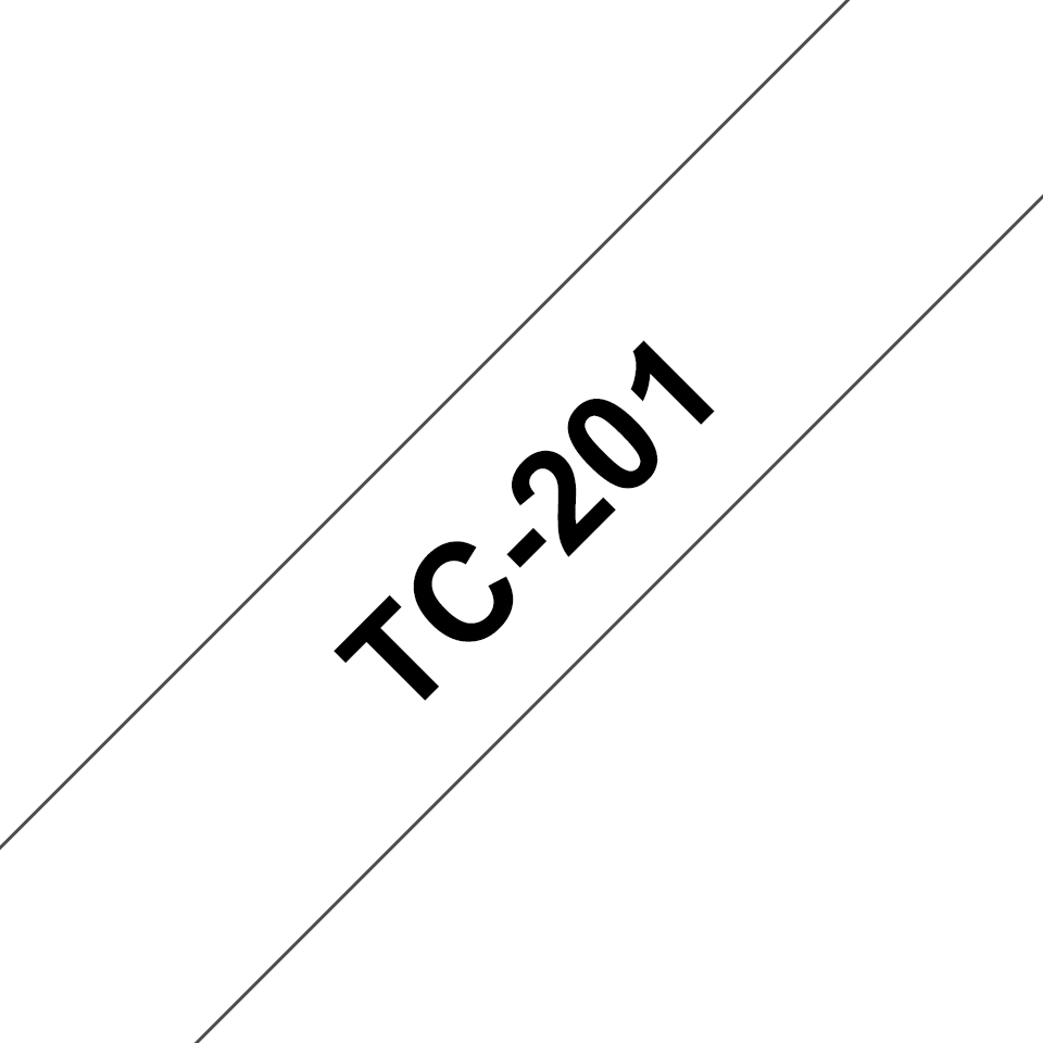 Genuine Brother TC-201 Labelling Tape Cassette – Black on White, 12mm wide