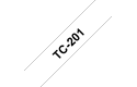 Originální pásková kazeta pro tisk štítků Brother TC201 – černý tisk na bílém podkladu, šířka 12 mm