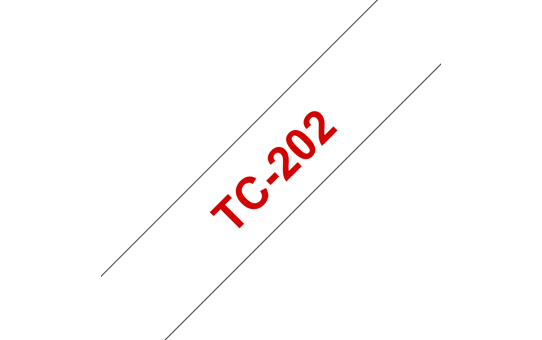 Oryginalna taśma do etykietowania Brother TC-202 – czerwony nadruk na białym tle, szerokość 12mm