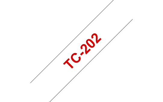 Originali Brother TC202 ženklinimo juostos kasetė – raudonos raidės ant balto fono, 12 mm pločio