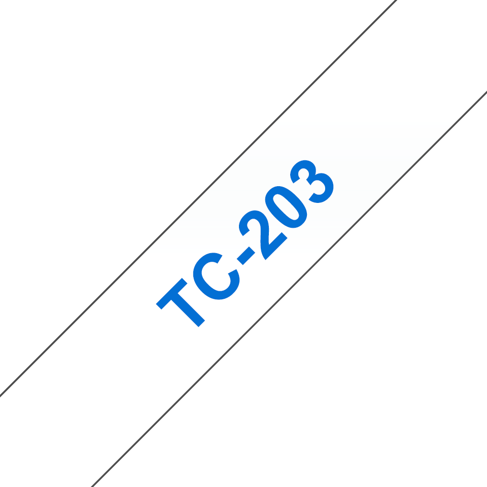 Genuine Brother TC-203 Labelling Tape Cassette – Blue on White, 12mm wide