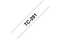 Originální pásková kazeta pro tisk štítků Brother TC291 – černý tisk na bílém podkladu, šířka 9 mm