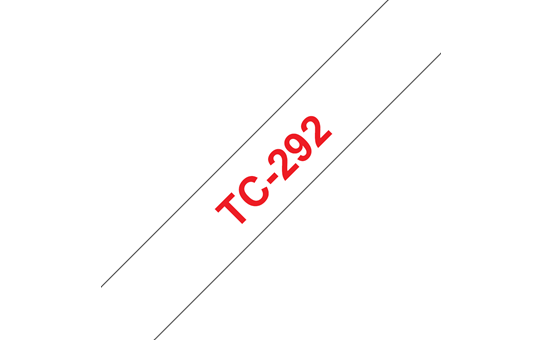 Originali Brother TC292 ženklinimo juostos kasetė – raudonos raidės ant balto fono, 9 mm pločio
