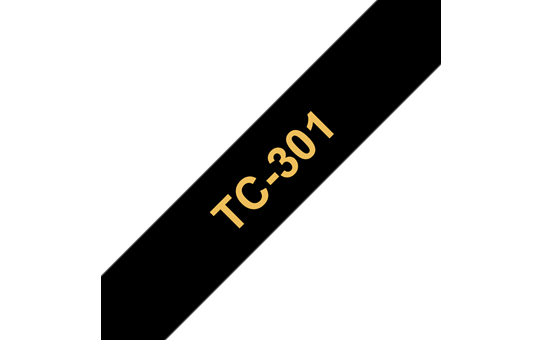Brother original TC301 etikettape – guld på svart, 12 mm 