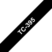 Originele Brother TC-395 label tapecassette – wit op zwart, breedte 9 mm