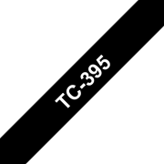 Oryginalna taśma do etykietowania Brother TC-395 – biały nadruk na czarnym tle, szerokość 9mm