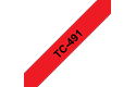 Original Brother TC491 tape, sort på rød, 9 mm bred