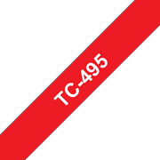 Originele Brother TC-495 label tapecassette – wit op rood, breedte 9 mm