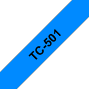 Oryginalna taśma do etykietowania Brother TC-501 – czarny nadruk na niebieskim tle, szerokość 12mm