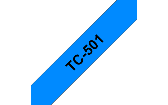 Oryginalna taśma do etykietowania Brother TC-501 – czarny nadruk na niebieskim tle, szerokość 12mm