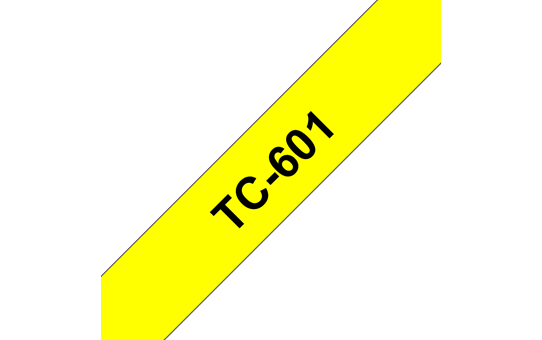 Original Brother TC601 tape – sort på gul, 12 mm bred