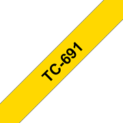 Originele Brother TC-691 label tapecassette – zwart op geel, breedte 9mm