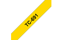 Original Brother TC691 tape – sort på gul, 9 mm bred