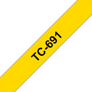 Oryginalna taśma do etykietowania Brother TC-691 – czarny nadruk na żółtym tle, szerokość 9mm