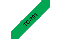 Originali Brother TC701 ženklinimo juostos kasetė – juodos raidės ant žalio fono, 12 mm pločio
