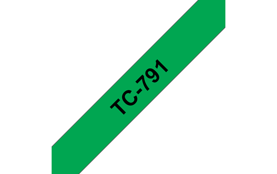 Original Brother TC791 merketape – sort på grønn, 9 mm bred