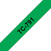 Oryginalna taśma do etykietowania Brother TC-791 – czarny nadruk na zielonym tle, szerokość 9mm