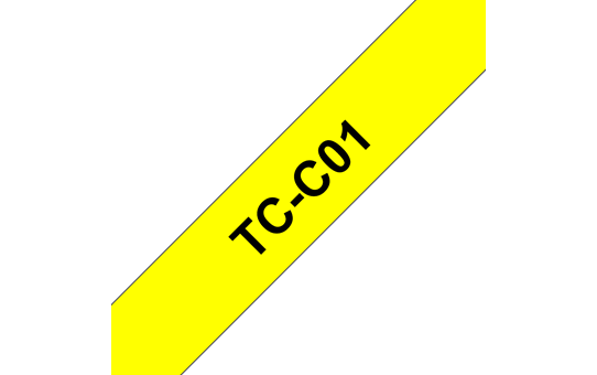 Cassette à ruban fluorescent pour étiqueteuse TC-C01 Brother originale – Noir sur jaune, 12 mm de large