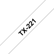 Oryginalna taśma do etykietowania Brother TX-221 – czarny nadruk na białym tle, szerokość 9mm