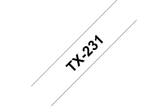 Oryginalna taśma do etykietowania Brother TX-231 – czarny nadruk na białym tle, szerokość 12mm