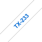 Oryginalna taśma do etykietowania Brother TX-233 – niebieski nadruk na białym tle, szerokość 12mm