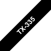 Originele Brother TX-335 label tapecassette – wit op zwart, breedte 12 mm