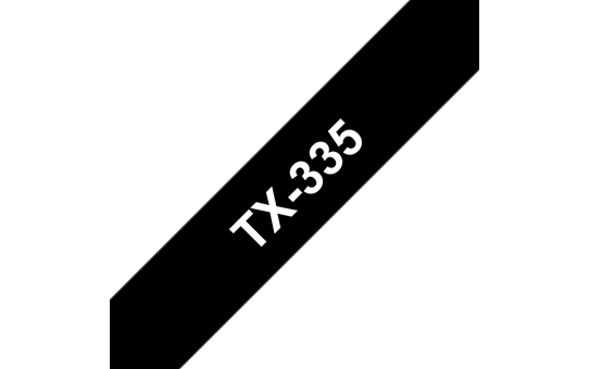 Brother TX335 hvit på sort laminert merketape – 12 mm bred
