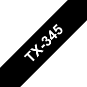 Originele Brother TX-345 label tapecassette – wit op zwart, breedte 18 mm