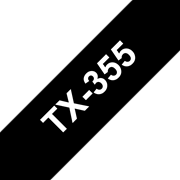 Oryginalna taśma do etykietowania Brother TX-355 – biały nadruk na czarnym tle, szerokość 24mm