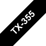 Oryginalna taśma do etykietowania Brother TX-355 – biały nadruk na czarnym tle, szerokość 24mm