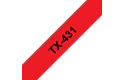 Brother TX-431 Schriftband – schwarz auf rot