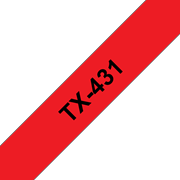 Oryginalna taśma do etykietowania Brother TX-431 – czarny nadruk na czerwonym tle, szerokość 12mm