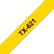 Originele Brother TX-621 label tapecassette – zwart op geel, breedte 9 mm