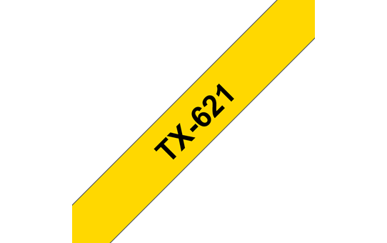 Brother TX621 original etikettape, svart på gul, 9 mm bred