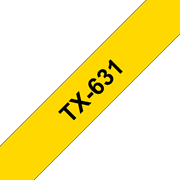 Oryginalna taśma do etykietowania TX-631 – czarny nadruk na żółtym tle, szerokość 12mm