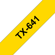 Oryginalna taśma do etykietowania Brother TX-641 – czarny nadruk na żółtym tle, szerokość 18mm