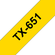Oryginalna laminowana taśma TX-651 firmy Brother – czarny nadruk na żółtym tle o szerokości 24mm 