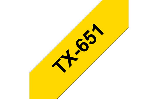 Genuine Brother TX-651 Labelling Tape – Black on Yellow, 24mm wide