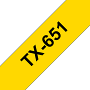 Oryginalna laminowana taśma TX-651 firmy Brother – czarny nadruk na żółtym tle o szerokości 24mm 