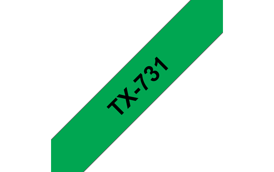 Originele Brother TX-731 label tapecassette – zwart op groen, breedte 12 mm