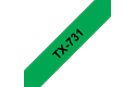 Brother TX731 original etikettape, svart på grön, 12 mm 