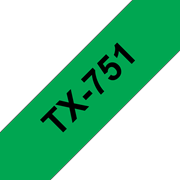 Oryginalna taśma do etykietowania Brother TX-751 – czarny nadruk na zielonym tle, szerokość 24 mm