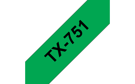 Originele Brother TX-751 label tapecassette – zwart op groen, breedte 24 mm