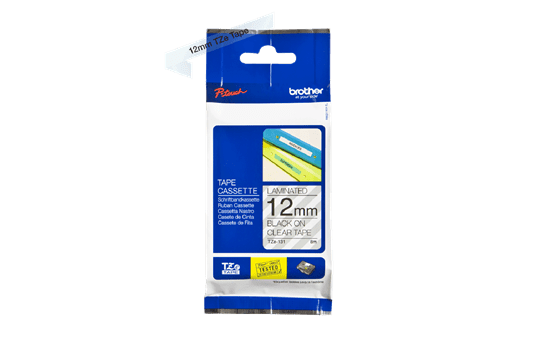 Genuine Brother TZe-131 Labelling Tape – Black on Clear, 12mm wide 3