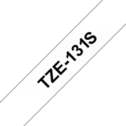 Oryginalna taśma Brother TZe-131S do drukarek etykiet – czarny nadruk na przezroczytym tle, 12 mm szerokości
