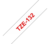 TZe-132 - Cassette à ruban pour étiqueteuse Brother originale – Rouge sur transparent, 12 mm de large