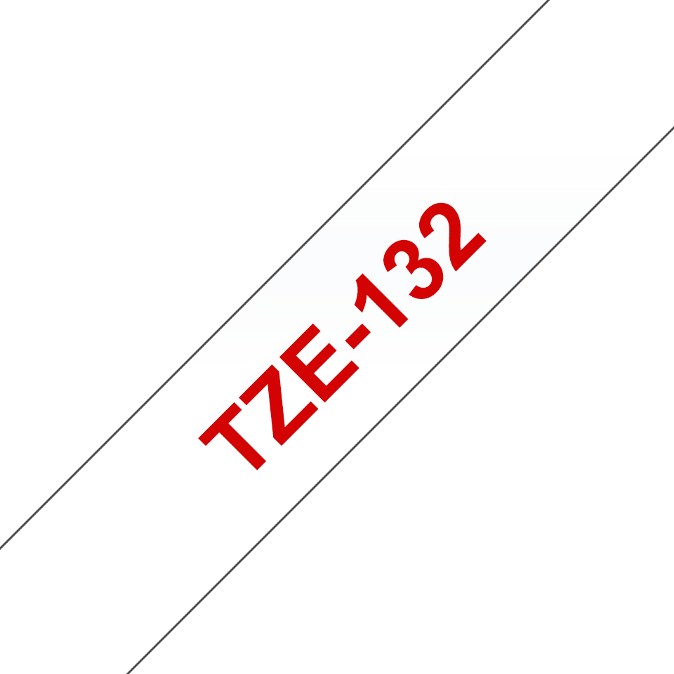 Original TZe-132 Schriftbandkassette von Brother – Rot auf Transparent, 12 mm breit