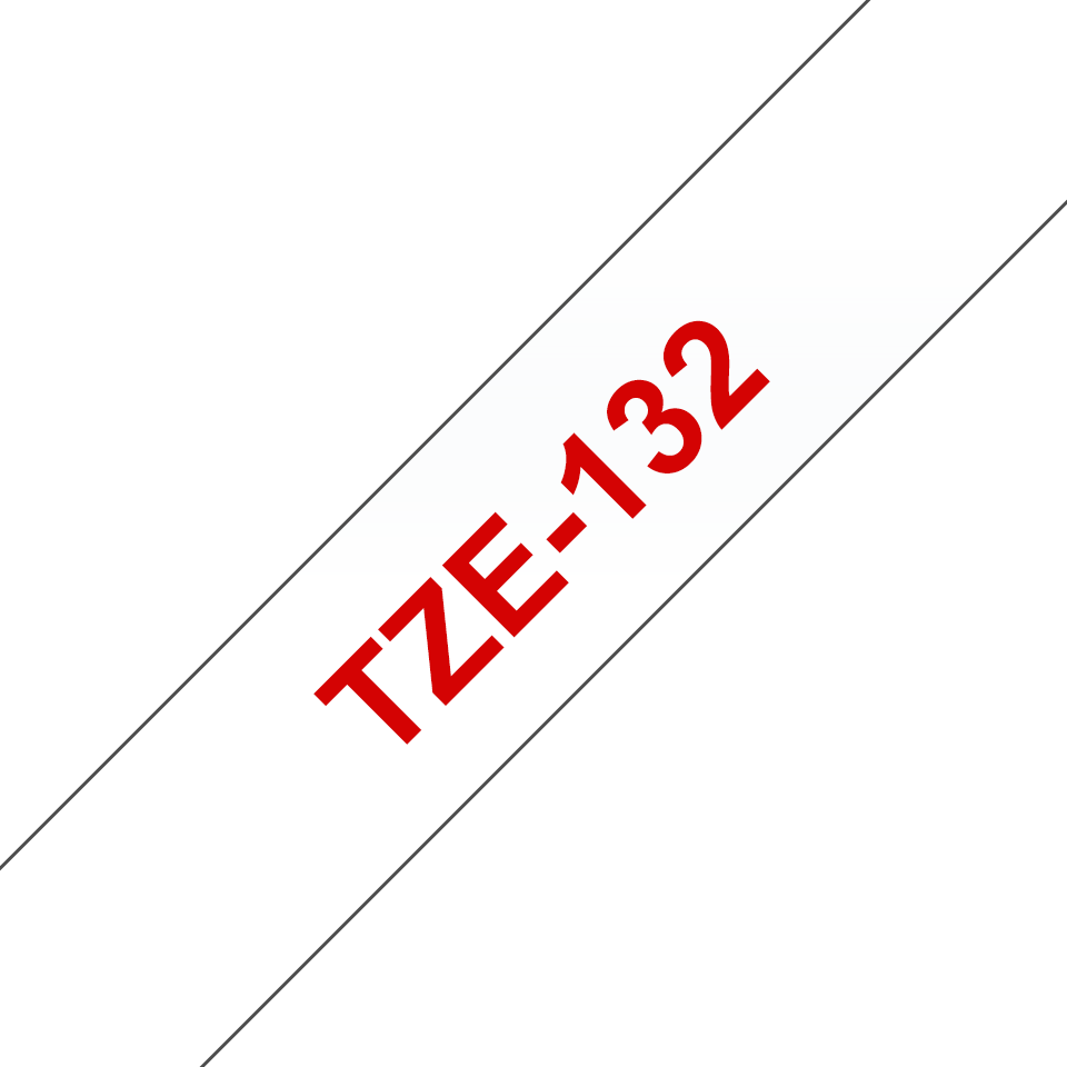 Brother P-touch TZe132 rød på klar 12 mm bred merketape
